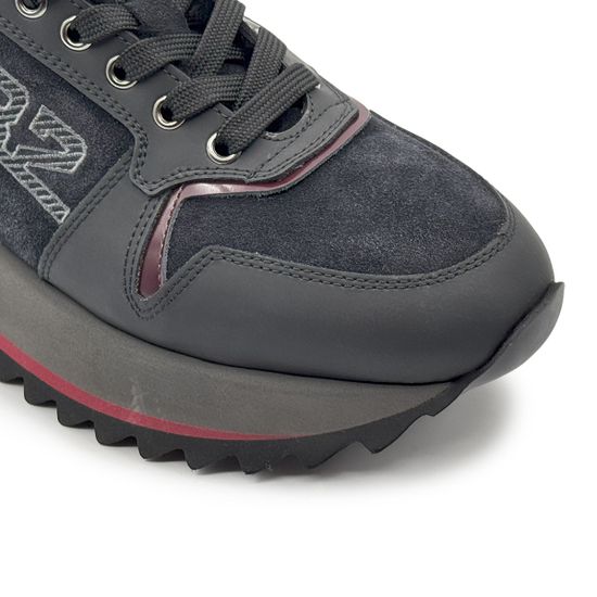 Кроссовки GianFranco Butteri черные/бордовые кожа/замша на меху - фото 6, 48514-B BUT