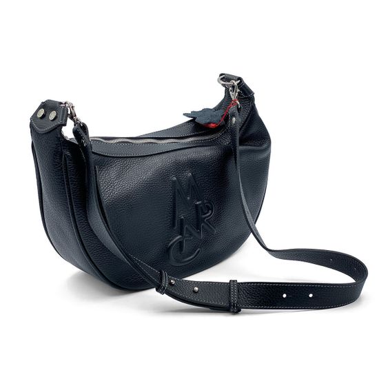 Сумочка-банан Marina Creazioni черная кожаная - фото 2, 