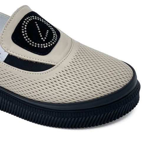 Слипоны Lab Milano бежевые кожаные с перфорацией - фото 6, 3750154 LAB BEIGE