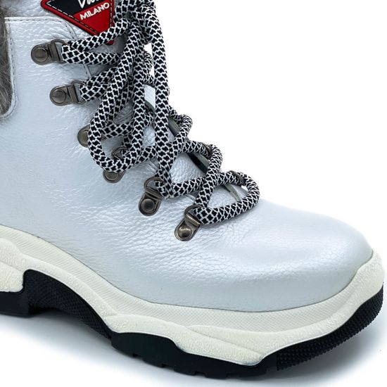 Ботинки Lab Milano белые кожаные МЕХ - фото 5, C20031 LAB BIANCO