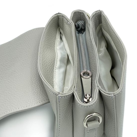 Клатч Di Gregorio серый кожаный - фото 6, 