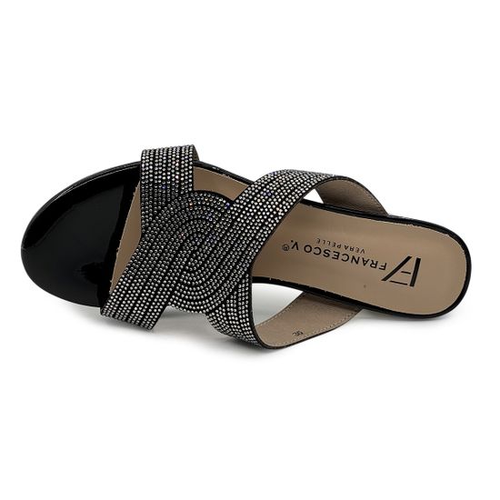 Мюли Francesco V черные лакированные стразами - фото 5, T207 FV