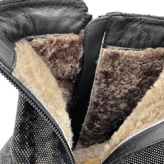 Ботинки Marzetti черно-коричневые замшевые МЕХ с лазерной обработкой - фото 7, 