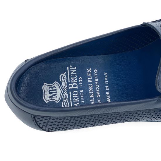 Туфли Mario Bruni с перфорацией кожаные синие - фото 7, 