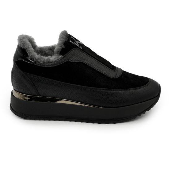 Полуботинки KELTON черные замша/кожа на меху - фото 1, 