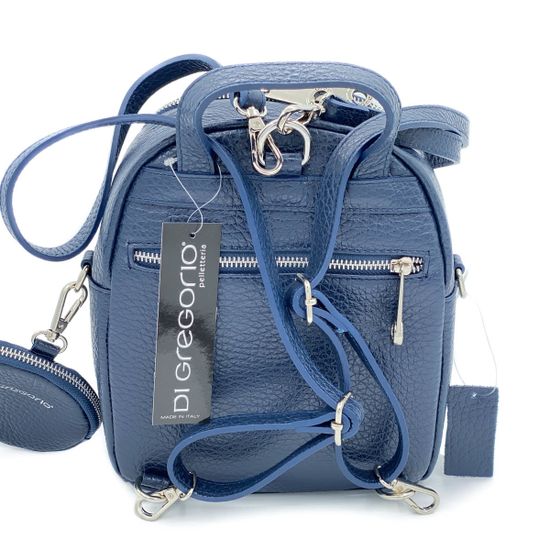 Рюкзак Di Gregorio синий кожаный - фото 3, 