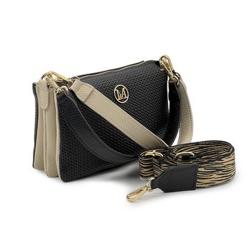 Сумка кросс-боди MOT-CLE кожаная черно-бежевая c "золотой" фурнитурой - фото 2, TRIS MOT NERO BEIGE