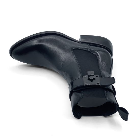 Ботильоны MIMMU черные лакированные кожаные демисезонные - фото 5, F558K4 MIM NERO