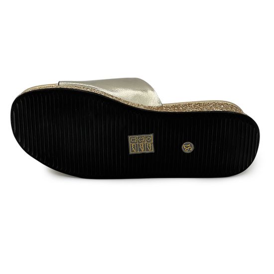 Шлепанцы Francesco V золотистые кожаные со стразами - фото 4, T118 FV ORO