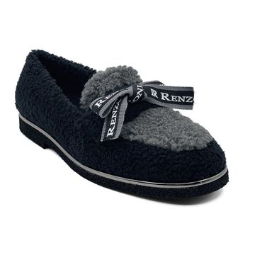 Лоферы Ilasio Renzoni черно-серые шерстяные - фото 2, 6688 IR