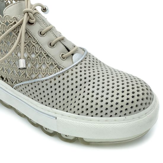 Полуботинки Mara бежевые комбинация кожи и текстиля - фото 6, 