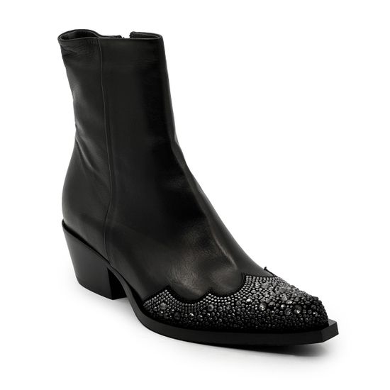 Ботинки казаки FRU.IT черные кожаные со стразами демисезонные - фото 2, 8358 FR