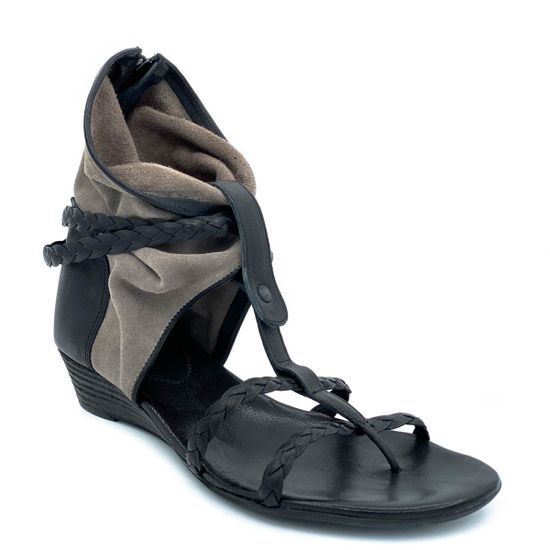 Босоножки Fru.it черно-серые комбинация кожи и замши - фото 2, 