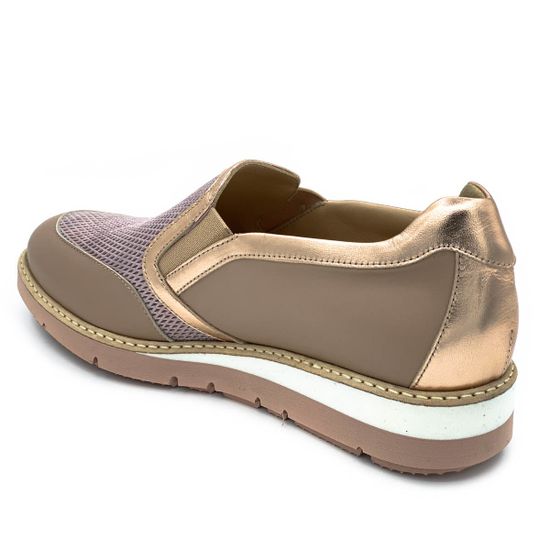 Слипоны Donna Soft бежево-бронзовые кожаные - фото 3, DS0751R DS