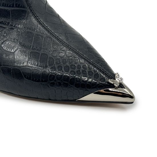 Ботильоны TUFFONI черные кожаные тиснение &quot;крокодил&quot; на байке - фото 6, 3524066LB TUF NERO