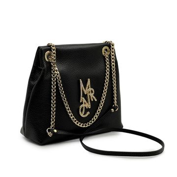 Сумка Marina Creazioni кожаная черная Золотая фурнитура - фото 2, B5560 MC NERO NAPPA ORO