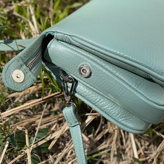 Клатч Di Gregorio бирюзовый кожаный - фото 2, 