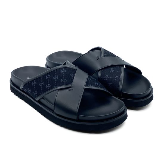 Шлепанцы Giampieronicola черные кожаные с текстильными вставками - фото 7, 5521 GPN