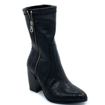 Полусапоги Mimmu черные кожаные демисезонные тиснение под крокодила - фото 2, FK281Z19 MIM