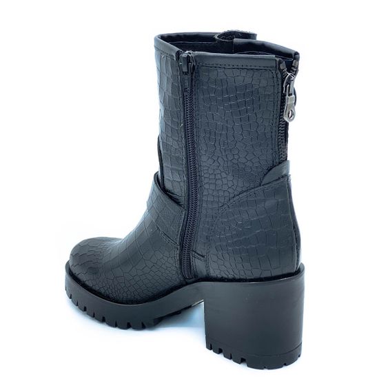 Ботинки Mimmu черные кожаные Байка тиснение под крокодила - фото 3, E228E2 MIM COCCO
