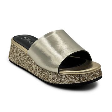 Шлепанцы Francesco V золотистые кожаные со стразами - фото 2, T118 FV ORO