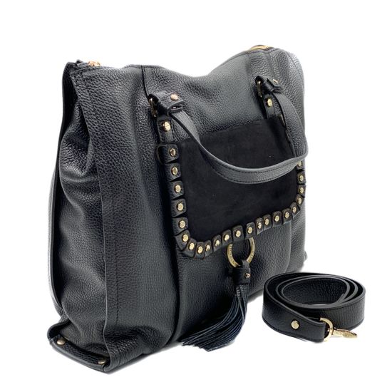 Сумка Ripani черная комбинация кожи и замши - фото 2, 