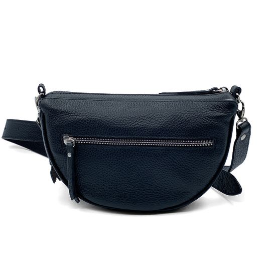 Сумка кросс-боди полумесяц Marina Creazioni черная кожаная - фото 3, B6522 MC NERO