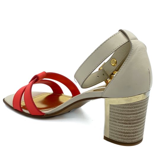 Босоножки Loretta Pettinari бежево-красные кожаные - фото 3, 