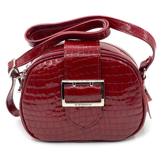 Клатч Di Gregorio красный лаковый тиснение под крокодила - фото 1, 