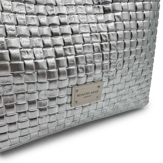 Сумка Renato Angi кожаная плетеная серебряная/белая - фото 4, 