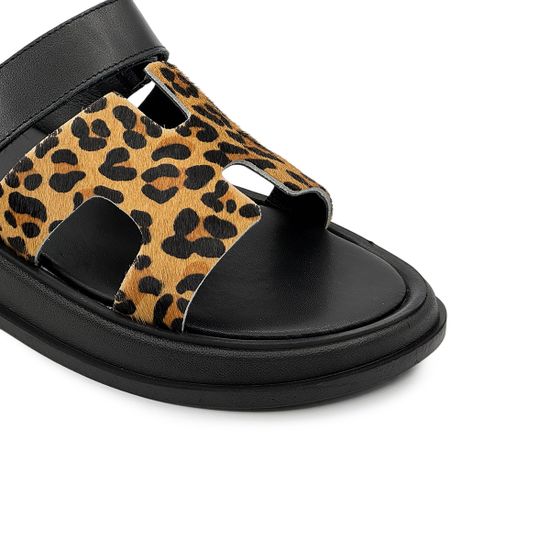 Сабо женские CVCOVER коричневые кожаные принт "леопард" - фото 6, 1623-26 COV LEO MORO