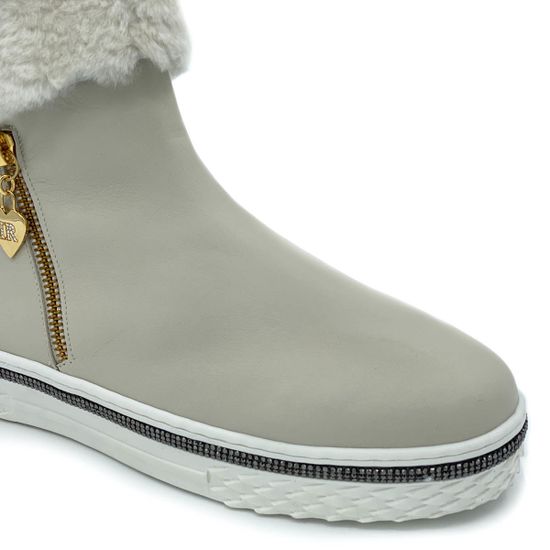 Ботинки Ilasio Renzoni бежевые кожаные МЕХ - фото 6, 