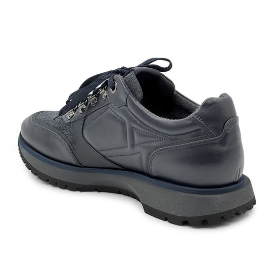 Кроссовки GIAMPIERONICOLA синие кожа/текстиль на байке - фото 3, N393140 GPN BLU