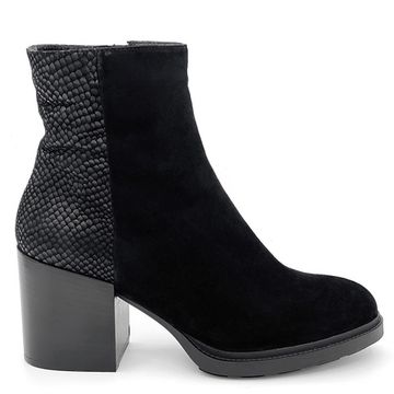 Ботинки Cover черные замшевые МЕХ с кожаными вставками тиснение под питона - фото 1, 751918-2 COV