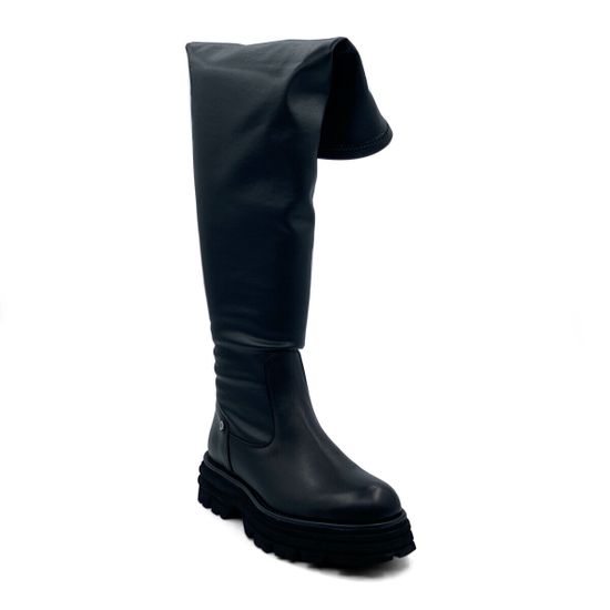 Ботфорты стрейч Tuffoni черные кожаные на байке - фото 2, 3423014LB TUF