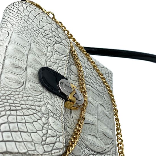 Сумка Marino Orlandi белая крокодил - фото 4, 