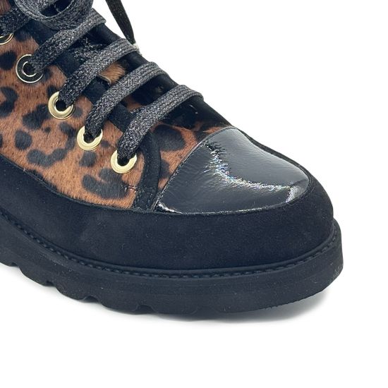 Ботинки Giorgio Brato Zamponi черные кожа/лак с леопардовым принтом на меху - фото 6, 8392 GB