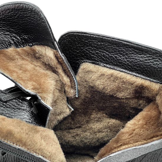 Ботинки Cover черные кожаные МЕХ - фото 6, 