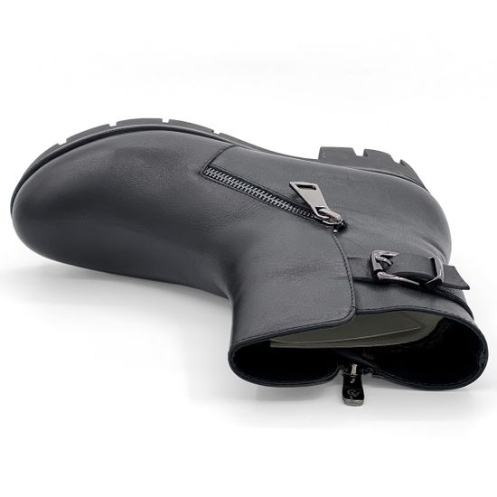 Ботинки Cover черные кожаные МЕХ - фото 5, 