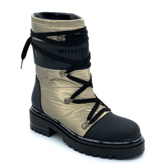 Ботинки Jeannot черно-бронзовые МЕХ текстиль - фото 2, 