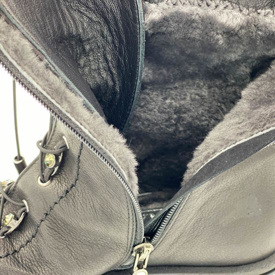 Ботинки Mara черные кожаные МЕХ - фото 6, 