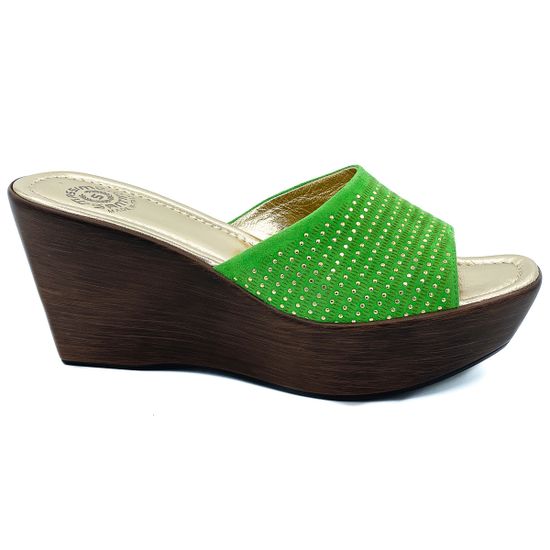 Сабо Santini замшевые зеленые - фото 1, 