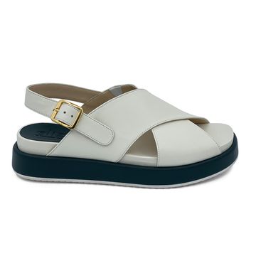 Босоножки Elisa Di Venezia бело-черные кожаные - фото 1, E10628 ELISA BIANCO