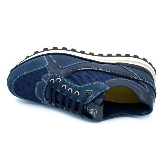 Кроссовки Giampieronicola синие комбинация кожи и нубука демисезонные - фото 5, E39394 GPN