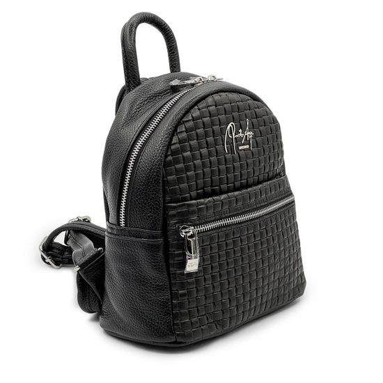 Рюкзак Renato Angi черный кожаный с плетением - фото 2, 3350117 RA NERO