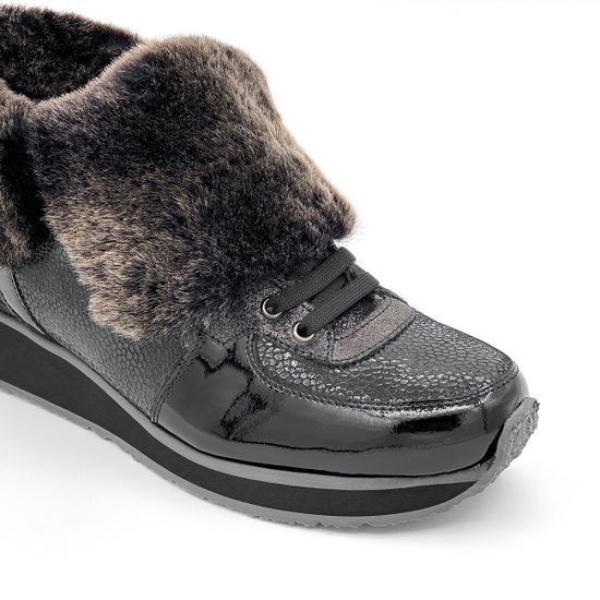 Ботинки Marzetti черные МЕХ комбинация замши и наплака - фото 7, 70742 MZ