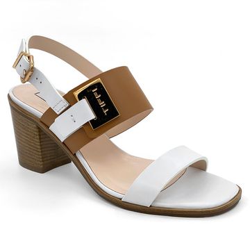 Босоножки Tiffi бело-коричневые кожаные - фото 2, P351/50C TI