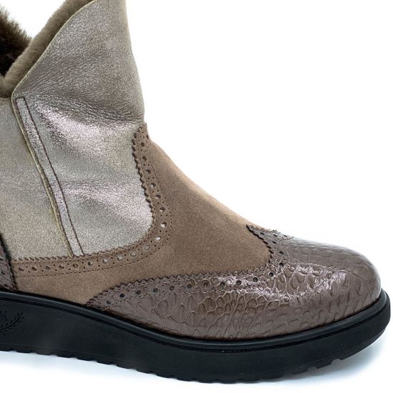 Ботинки Marzetti бежево-коричневые МЕХ комбинация замши и кожи - фото 5, 7776MD02 MZ