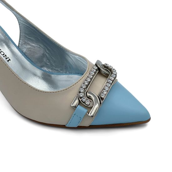 Туфли Ilasio Renzoni бежево-голубые кожаные - фото 6, 6428 IR BLU