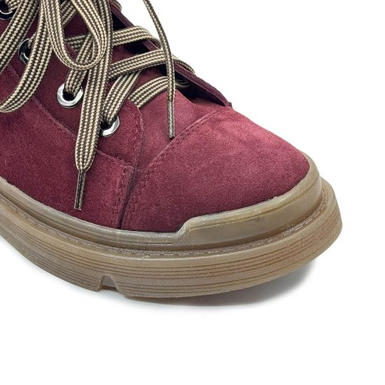 Ботинки CV COVER бордовые замшевые на байке - фото 6, 78231-1 COV